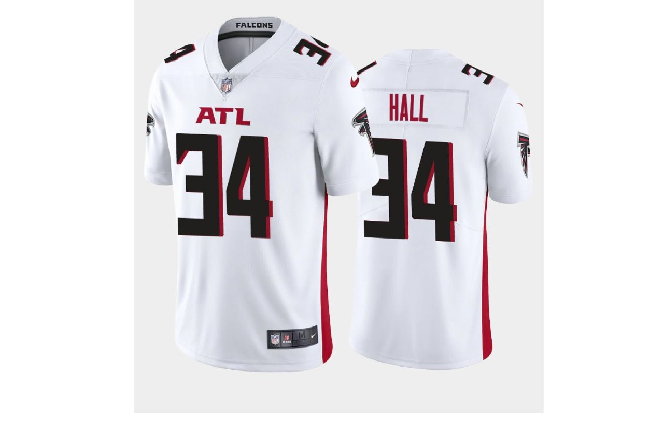 Men Atlanta Falcons #34 Darren Hall Nike White Game NFL Jersey